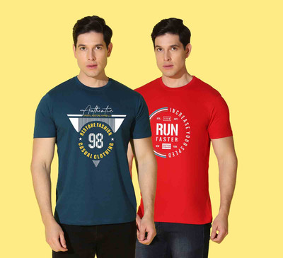 WOOSTRO Printed Men Round Neck Multicolor T-Shirt