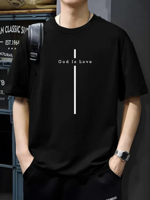 Relva Printed Men Round Neck Black T-Shirt