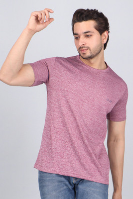 HouseOfCommon Solid Men Round Neck Maroon T-Shirt