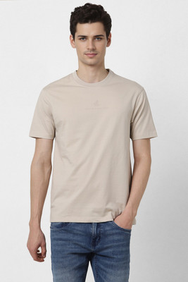 PETER ENGLAND Graphic Print Men Round Neck Beige T-Shirt