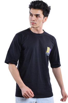 Ashish Enterprises Solid Men Round Neck Reversible Black T-Shirt