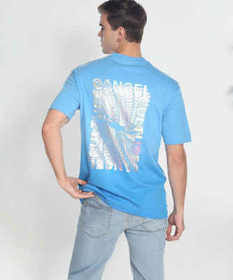 FLYING MACHINE Printed Men Crew Neck Blue T-Shirt