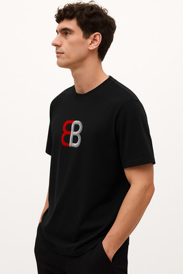Vuzzan Graphic Print Men Round Neck Black T-Shirt
