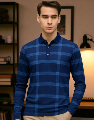 Autna Printed Men Polo Neck Navy Blue T-Shirt