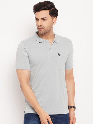 DUKE Solid Men Polo Neck Grey T-Shirt