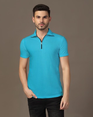GEUM Solid Men Polo Neck Light Green T-Shirt