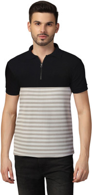 Blisstone Striped Men Polo Neck Multicolor T-Shirt
