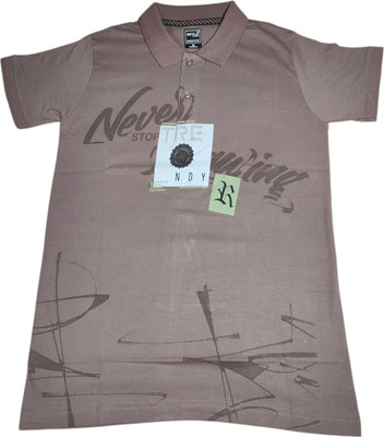 faizan fashion Printed Men Polo Neck Brown T-Shirt