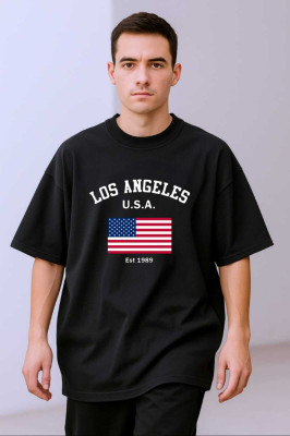 goodsign Printed Men Round Neck Black T-Shirt