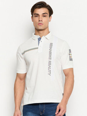 DUKE Printed Men Polo Neck White T-Shirt