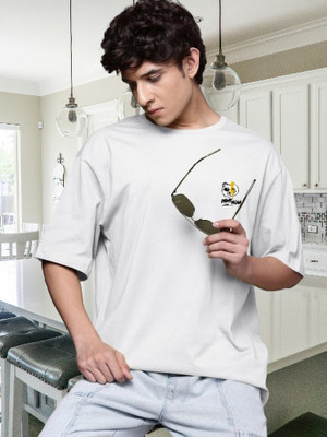 Dark Drive Printed Men Round Neck White T-Shirt