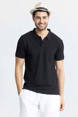 Snitch Solid Men Polo Neck Black T-Shirt