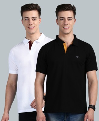 LUX cozi Solid Men Polo Neck Black, White T-Shirt