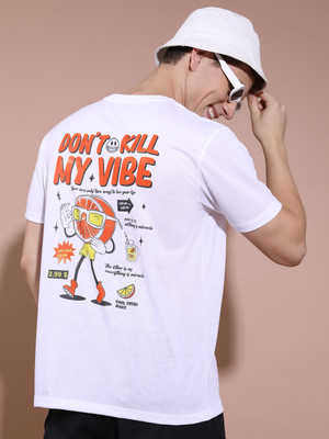 HIGHLANDER Printed, Typography Men Round Neck White T-Shirt