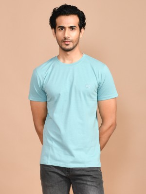 SKYKNIT Solid Men Round Neck Light Green T-Shirt