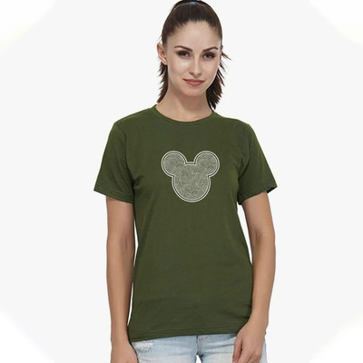 Nilan Tees Wear Printed Women Round Neck Light Green T-Shirt