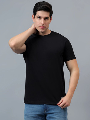 CANTABIL Solid Men Round Neck Black T-Shirt