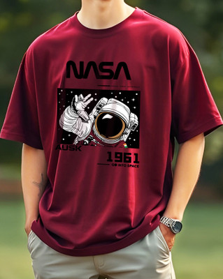 AUSK Printed Men Round Neck Maroon T-Shirt