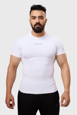 FuaarK Solid Men Round Neck White T-Shirt