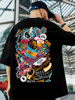 Leotude Printed Men Round Neck Black T-Shirt