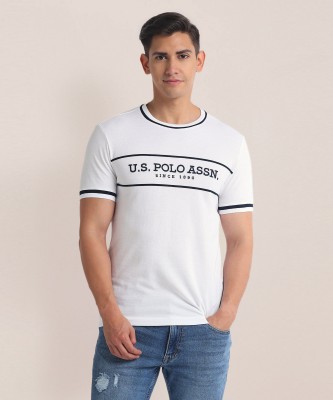 U.S. POLO ASSN. Solid Men Round Neck White T-Shirt