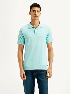 LEVI'S Solid Men Polo Neck Light Blue T-Shirt