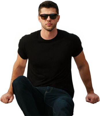 MODX Solid Men Round Neck Black T-Shirt