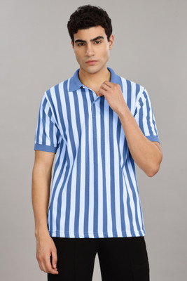 FASHLOOK Striped Men Polo Neck Multicolor T-Shirt