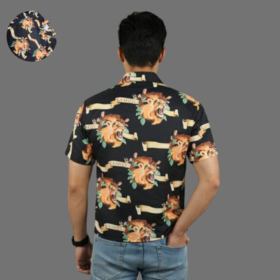ml fashion Printed Men Round Neck Black T-Shirt