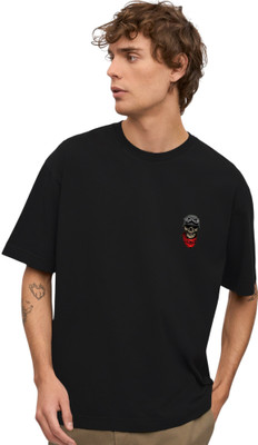 ENZIKO Printed Men Round Neck Black T-Shirt