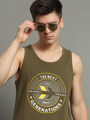 GETGOLF Printed Men Round Neck Dark Green T-Shirt