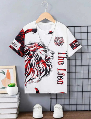 MCC Printed Men Round Neck White, Red T-Shirt