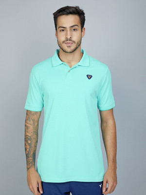 TECHNOSPORT Striped Men Polo Neck Blue T-Shirt