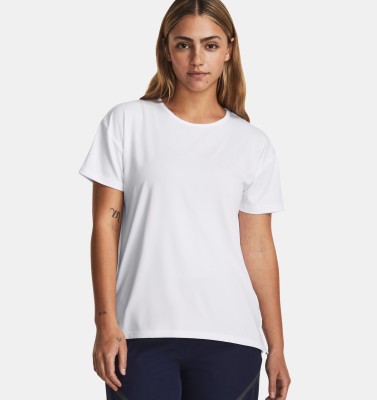 Ap'pulse Solid Women Round Neck White T-Shirt