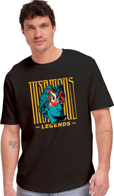 METRONAUT Printed Men Round Neck Black T-Shirt