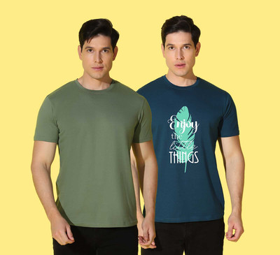 WOOSTRO Printed Men Round Neck Multicolor T-Shirt