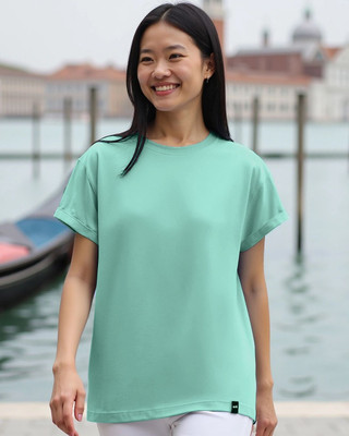 BEWAKOOF Solid Women Round Neck Green T-Shirt