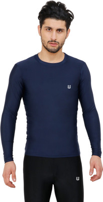 unbeatable Solid Men Round Neck Blue T-Shirt