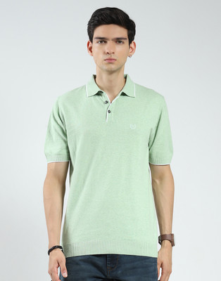 MONTE CARLO Solid Men Polo Neck Green T-Shirt