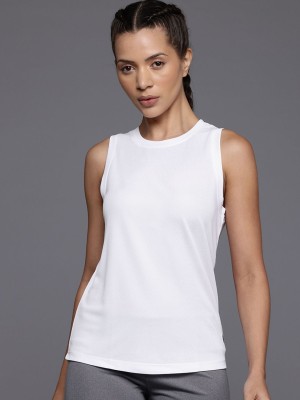 HRX by Hrithik Roshan Solid Women Round Neck White T-Shirt