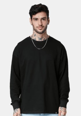 Shiv Traders Solid Men Round Neck Black T-Shirt