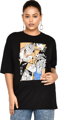 altius Printed Women Round Neck Black T-Shirt