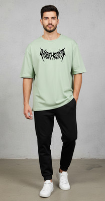 Clever Fox Graphic Print Men Round Neck Light Green T-Shirt
