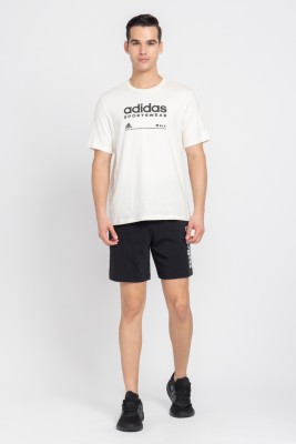 ADIDAS Printed Men Round Neck White T-Shirt