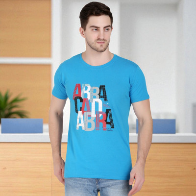 Faricon Trending Solid Men Round Neck Light Blue T-Shirt
