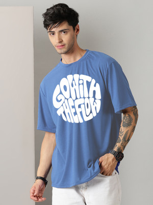 RodZen Printed Men Round Neck Blue T-Shirt