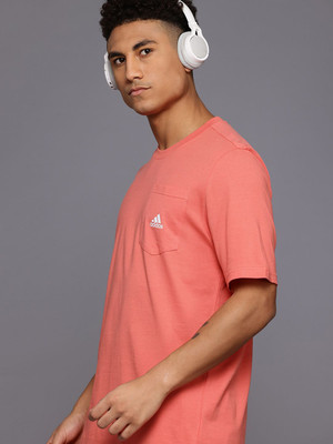 ADIDAS Solid Men Round Neck Red T-Shirt