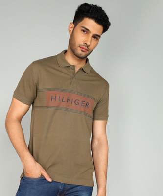 TOMMY HILFIGER Solid Men Polo Neck Green T-Shirt