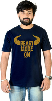 Chiraiyaa Printed Men Round Neck Dark Blue T-Shirt