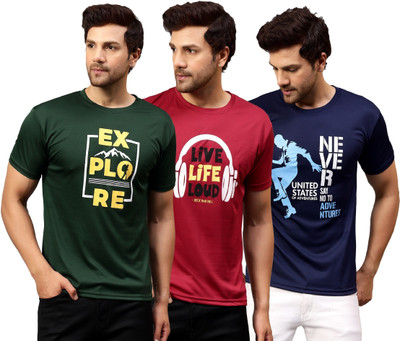 Garmin Printed Men Round Neck Multicolor T-Shirt